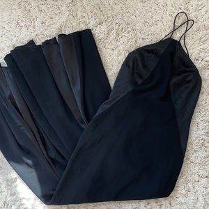 Carmen Marc Valvo Two-Toned Black Halter Gown